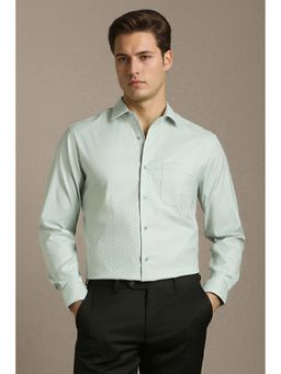 Louis Philippe - Men Light Blue Textured Full Sleeves Formal Shirt
