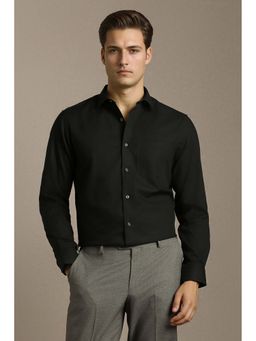 Louis Philippe - Men Black Textured Full Sleeves Formal Shirt