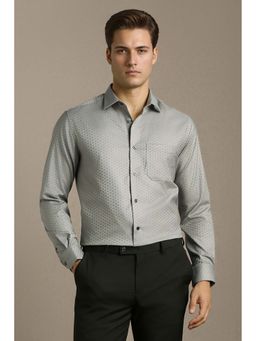Louis Philippe - Men Grey Textured Full Sleeves Formal Shirt
