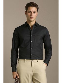 Louis Philippe - Men Black Textured Full Sleeves Formal Shirt