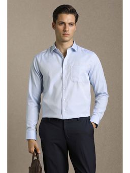 Louis Philippe - Men Light Blue Slim Fit Textured Full Sleeves Formal Shirt