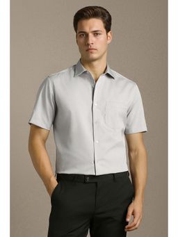 Louis Philippe - Men Grey Solid Half Sleeves Formal Shirt