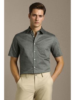 Louis Philippe - Men Grey Print Half Sleeves Formal Shirt