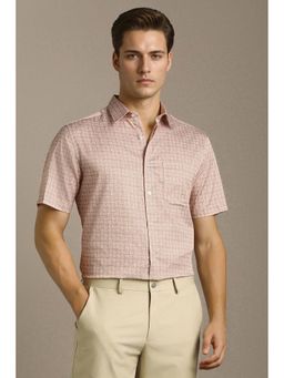 Louis Philippe - Men Brown Print Half Sleeves Formal Shirt