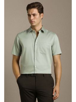 Louis Philippe - Men Green Solid Half Sleeves Formal Shirt