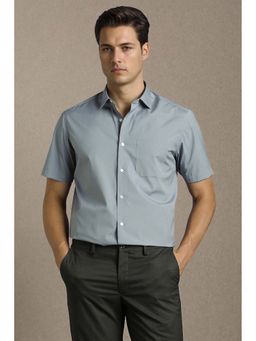 Louis Philippe - Men Grey Solid Half Sleeves Formal Shirt