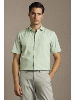 Louis Philippe - Men Green Solid Half Sleeves Formal Shirt