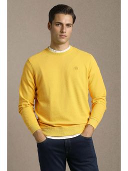 Louis Philippe - Men Casual Yellow Textured Sweatshirt