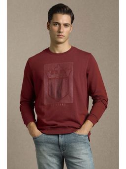 Louis Philippe - Men Casual Maroon Graphic Print Sweatshirt