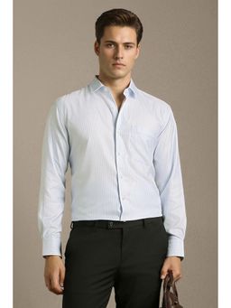 Louis Philippe - Men Light Blue Stripe Full Sleeves Formal Shirt
