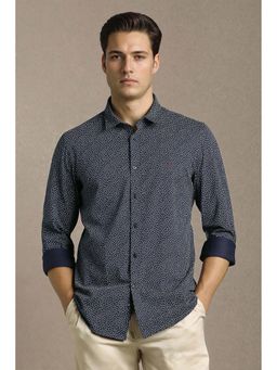 Louis Philippe - Men Navy Blue Slim Fit Print Full Sleeves Casual Shirt