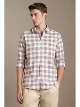 Louis Philippe - Men White Slim Fit Check Full Sleeves Casual Shirt