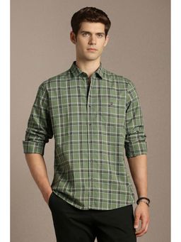 Louis Philippe - Men Olive Slim Fit Check Full Sleeves Casual Shirt