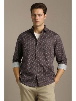 Louis Philippe - Men Brown Slim Fit Full Sleeves Casual Shirt