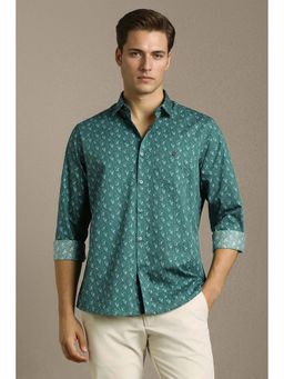 Louis Philippe - Men Green Slim Fit Printed Full Sleeves Casual Shirt