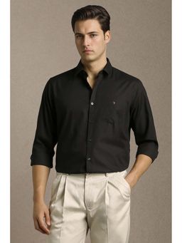 Louis Philippe - Men Black Slim Fit Solid Full Sleeves Casual Shirt