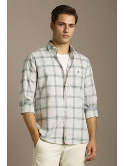 Louis Philippe - Men White Slim Fit Check Full Sleeves Casual Shirt