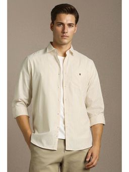 Louis Philippe - Men Yellow Slim Fit Stripe Full Sleeves Casual Shirt