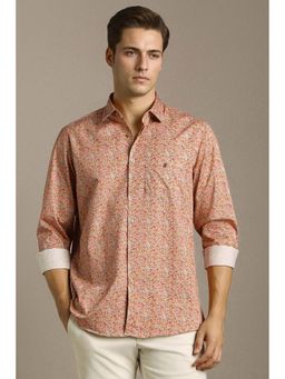 Louis Philippe - Men Peach Slim Fit Full Sleeves Casual Shirt