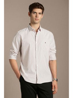 Louis Philippe - Men White Slim Fit Stripe Full Sleeves Casual Shirt