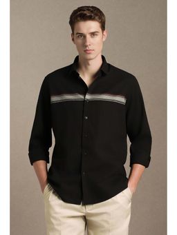 Louis Philippe - Men Black Slim Fit Stripe Full Sleeves Casual Shirt