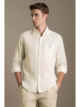Louis Philippe - Men White Slim Fit Solid Full Sleeves Casual Shirt