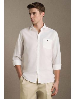 Louis Philippe - Men White Slim Fit Solid Full Sleeves Casual Shirt