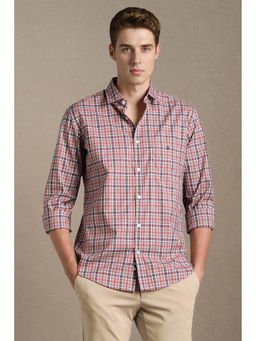 Louis Philippe - Men Red Slim Fit Check Full Sleeves Casual Shirt