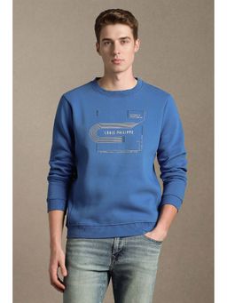 Louis Philippe - Men Casual Blue Graphic Print Sweatshirt