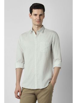 Peter England - Men Light Green Slim Fit Printed Shirt