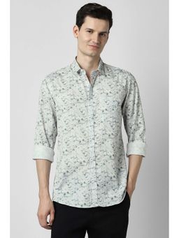 Peter England - Men Light Green Slim Fit Print Shirt