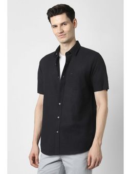 Peter England - Men Black Slim Fit Solid Shirt