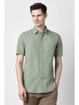 Peter England - Men Green Slim Fit Print Shirt