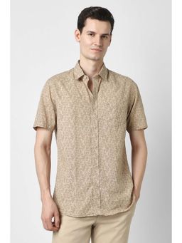 Peter England - Men Beige Slim Fit Shirt
