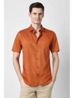Peter England - Men Orange Slim Fit Shirt