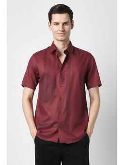 Peter England - Men Maroon Slim Fit Shirt