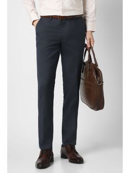 Peter England - Men Navy Blue Stripe Trousers