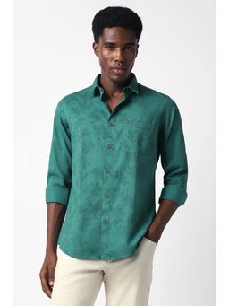 Van Heusen - Men Green Slim Fit Print Full Sleeves Party Shirt