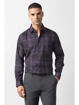Van Heusen - Men Black Slim Fit Print Full Sleeves Party Shirt