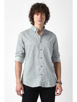 Van Heusen - Men Green Slim Fit Print Full Sleeves Party Shirt