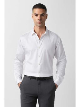 Van Heusen - Men White Slim Fit Solid Full Sleeves Party Shirt