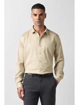 Van Heusen - Men Beige Slim Fit Solid Full Sleeves Party Shirt