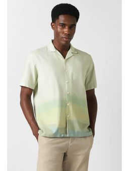 Van Heusen - Men Green Slim Fit Print Half Sleeves Party Shirt
