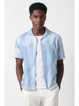 Van Heusen - Men Light Blue Relaxed Fit Printed Half Sleeves Shirt