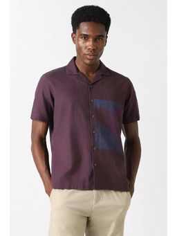 Van Heusen - Men Maroon Relaxed Fit Print Half Sleeves Party Shirt