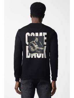 Van Heusen - Men Black Graphic Print Crew Neck Sweatshirt
