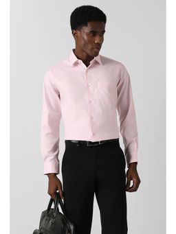 Van Heusen - Men Pink Textured Full Sleeves Party Shirt