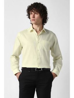 Van Heusen - Men Light Yellow Textured Full Sleeves Party Shirt