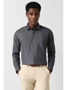 Van Heusen - Men Grey Slim Fit Solid Full Sleeves Formal Shirt
