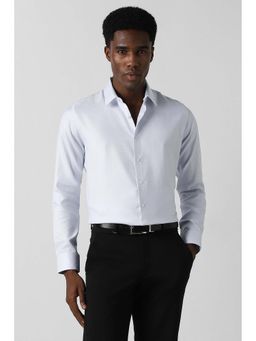 Van Heusen - Men Light Grey Slim Fit Textured Full Sleeves Formal Shirt